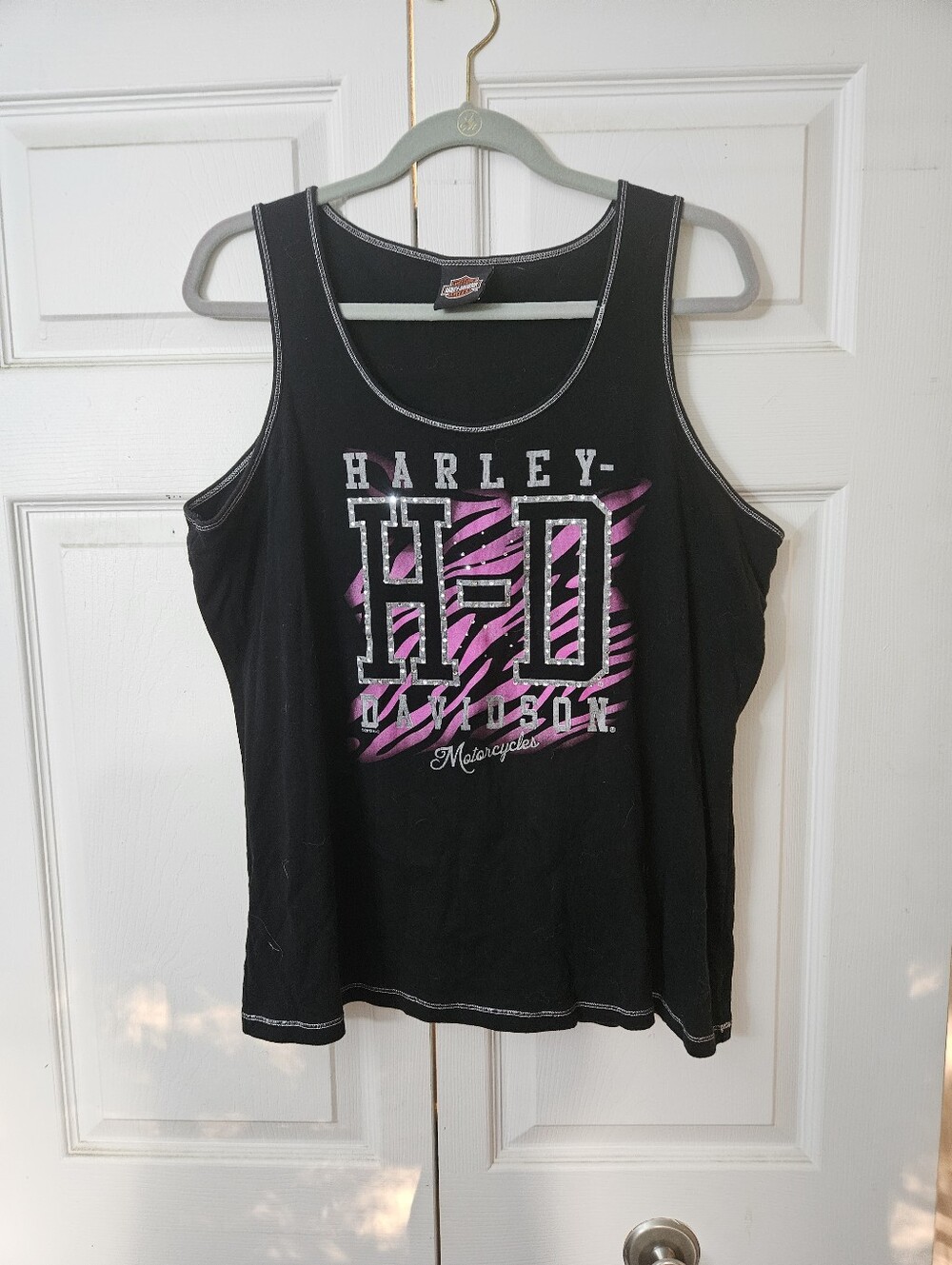 Harley-Davidson Black Tank with Pink Zebra H-D Graphic